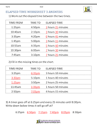 elapsed time worksheets