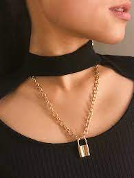 Lock Pendant Chain Necklace 1pc Shein Chain Necklace Lock Necklace Chains Necklace