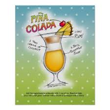 16 X 20 Pina Colada Recipe Cocktail Art Poster Zazzle Com Pina Colada Recipe Cocktail Art Pina Colada