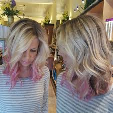 If you dye your hair blonde, you know the chemicals can the layers can go from your chin to the hair tips, giving you a modern look; Pink Painted Ends On Blonde Balayage Hair Styles Blonde Balayage Dyed Hair