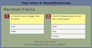 Honking your car horn for a. Trivia Quiz Random Facts