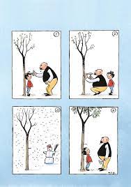 Bildergeschichten sind bilderabfolgen die zusammen sinn ergeben oder geben mit ringelhemd melone und spazierstock ist er unermüdlich unterwegs sommers wie winters oft begleitet von seinem lustigen namenlosen hund. Pin Auf Karikaturen Stile