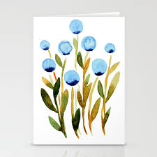 I mentioned in my last project, the decoupage painted rocks, that i used watercolors to create my pineapple images. Simple Watercolor Flowers Blue And Sap Green Stationery Cards By Wackapacka Society6