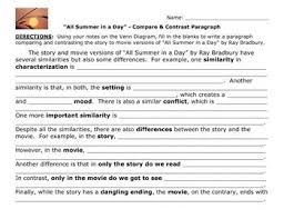 All Summer In A Day Compare Contrast Story To Movie Paragraph Compare Contrast Stories Compare And Contrast Contrast