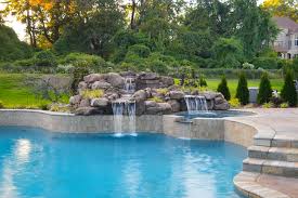 Pool Waterfalls Aquatic Artists Pool Waterfalls Nj Pa Ny De Md Pool Waterfall Spa Waterfall Pool Landscaping