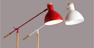 Cohen Floor Lamp White And Natural Oak Floor Lamp Red Floor Lamp Free Standing Lamps