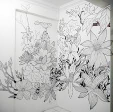 Black And White Wall Painting Flowers Sharpie Floral Mural Art Flower Mural Wall Murals Painted Mural Art
