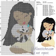 2 5/8 w x 6 1/2 h. Best Pocahontas And Meeko Free Disney Cross Stitch Pattern 60x95 13 Colors Free Cross Stitch Patterns By Alex Best Cross Stitch Embroidery