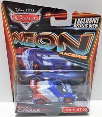 Tas033625 2013 Mattel Disney Cars Neon Racer Raoul Caroule Disney Cars Disney Cars Diecast Disney Cars Party