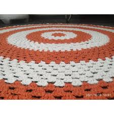 Tapete redondo de crochê em barbante para sala ou varanda + brinde  artesanal