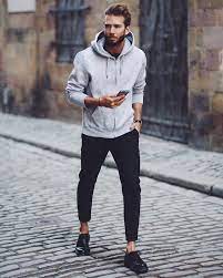 Grey sweatshirt outfit men 2020. Men S Grey Hoodie Black Crew Neck T Shirt Black Chinos Black Leather Oxford Shoes Gray Hoodie Outfit Mens Winter Fashion Hoodie Outfit Men