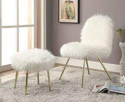 This upholstered armchair is accompanied by a backrest and supportive armrest, which can provide you with ultimate. Caoimhe White Faux Fur W Gold Leg Accent Chair Ottoman Set