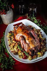 Captain S Table Christmas Rum And Pomegranate Glazed Roast Duck With Boozy Chestnut Apple Stuffing Katie At The Kitchen Door Thanksgiving Dinner Recipes Roast Duck Duck Recipes