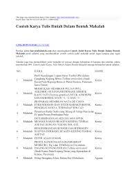 Contoh Karya Tulis Ilmiah Dalam Bentuk Makalah Karya Tulis