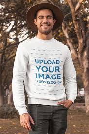 Placeit Mockup Of A Man Wearing A Hoodie In Back View In 2020 Sweatshirts Crew Neck Sweatshirt How To Wear