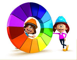 3d Kids With A Color Chart Having Fun Isolated Over White