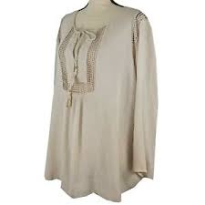 Details About Stitch Fix Daniel Rainn Womens Top Beige Size 2x 3x Crinkle 3 4 Sleeve Crochet