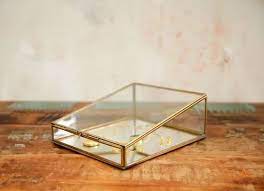 Square Gold Glass Brass Decorative