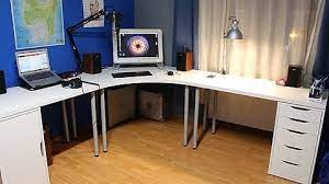 Ikea linnmon corner desks were not deep enough. The Desk Small Home Offices Home Home Office Furniture