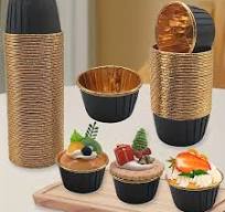 50pcs High-Temperature Resistant Laminated Paper Baking Cups, Gold-Rimmed  Cupcake Liners, Muffin Mold Tools for Desserts