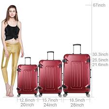 Amazon Com Luggage Set Spinner Suitcase Lightweight Carry On 3 Piece 20 24 28 Wine Red Luggage Sets Luggage Lightweight Luggage Luggage Reviews