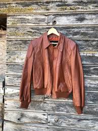Vintage Wilson S Leather Jacket Men M Medium Tan Rust Burnt Sienna Cognac Brown 80s Bomber Jacket 1 Leather Jacket Men Wilsons Leather Jacket Wilsons Leather