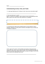 If you're dealing with yards as well as feet, note that there are three feet in a yard. Understanding Inches Feet And Yards English Esl Worksheets For Distance Learning And Physical Classrooms