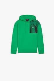 Fred Perry X Raf Simons Shoulder Print Hooded Sweatshirt Karen Walker
