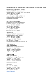 Infos aus und für die stadt essen, dazu der beste musikmix im radio. Https Www Gelsenkirchen De De Funktionsnavigation Presse Doc Medienadressen F R Gelsenkirchen Und Umgebung 10 2020 Pdf