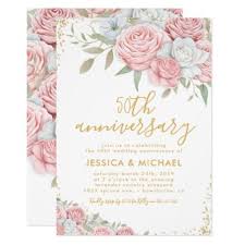 50th Wedding Anniversary Pink Gold Floral Invitation Zazzle Com Gold Bridal Showers Pink Bridal Pink Bridal Shower