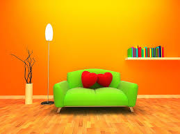 May you like living room with orange couch. Hd Wallpaper Green Padded 2 Seat Sofa Heart Room 3d Graphics Orange Background Wallpaper Flare