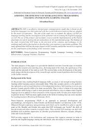Dewan bahasa dan pustaka, 2017. Https Www Eajournals Org Wp Content Uploads Assessing The Efficiency Of Neuro Linguistic Programming Coaching On Enhancing Learning English Pdf