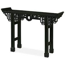 China Furniture Online Rosewood Console Table 48 Inches Coin Motif Altar Style Ebony Black Finish Coin Design Altar Table Furniture