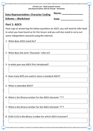 In ascii, every character has a corresponding number, or ascii code. The Computer Science Teacher Teaching Resources Tes