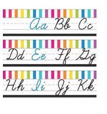 Print them out for display or for finger tracing. Just Teach Neon Cursive Alphabet Line Printable Bulletin Board Set Grade 3 5 Cursive Alphabet Printable Alphabet Line Cursive Alphabet