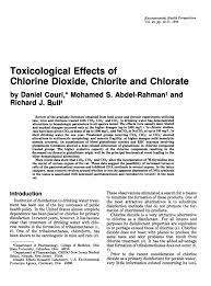 Pdf Toxicological Effects Of Chlorine Dioxide Chlorite And Chlorate