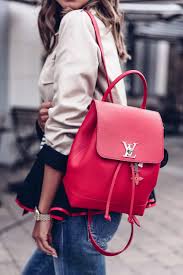 Black And Red Louis Vuitton Backpack Louis Vuttin Lockme Backpack In Red Reddesignerhandbags Louis Vuitton Backpack Louis Vuitton Handbags Bags
