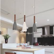 Mini Pendant Lights Metal Wood Hanging Black Gray White Dinning Room