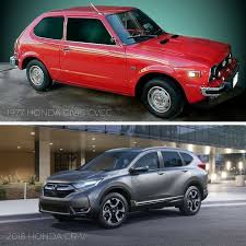 Tbt 1977 Honda Civic Cvcc Vs 2018 Honda Cr V Honda Civic Honda Honda Cr