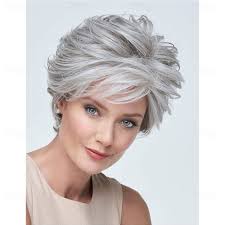 bob korte grijze pruiken voor vrouwen gemengde gary schattige rechte pixie  bob pruik synthetische kapsels 2025