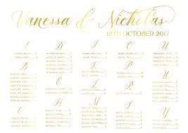 Gold Foil Wedding Sign Alphabetical Seating Chart Calligraphy