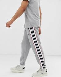 Adidas Originals Joggers With Outline 3 Stripes In Grey Asos Adidas Originals Joggers Asos