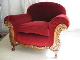 Red Velvet Armchair Overstuffed Armchair Plush Armchair Armchair