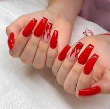 Pin By J On Nails Red Acrylic Nails Glow Nails Long Acrylic Nails