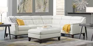 Delmonico Off White Leather 4 Pc Sectional Leather Living Room Set Living Room Sets Furniture Living Room Leather