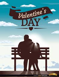 Diese mann und frau figur ist als dekorationsfigur besonders geeignet. Valentinstag Paar Bank Blauen Himmel Vektor Download