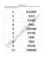 Learning how to write numbers in english will. Trace Cut And Paste Numbers From 1 To 10 Esl Worksheet By Luci23