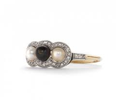 Antique Black And White Pearl Ring Black White Pearl Ring Pearl Engagement Ring White Pearl Ring Pearl Ring