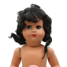 Vintage Ca. 1960s Athena Italy Hard Plastic Flirty Eyed Girl Doll Marked  13"