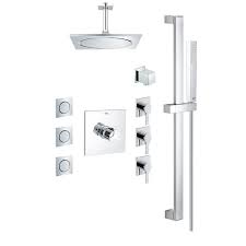 The allure brilliant collection offers an extensive range of premium faucets for all points of interaction in your bathroom. Allure Thermostatic Complete Shower System With Rough In Valve Shower Systems Rain Shower Head Shower Kits